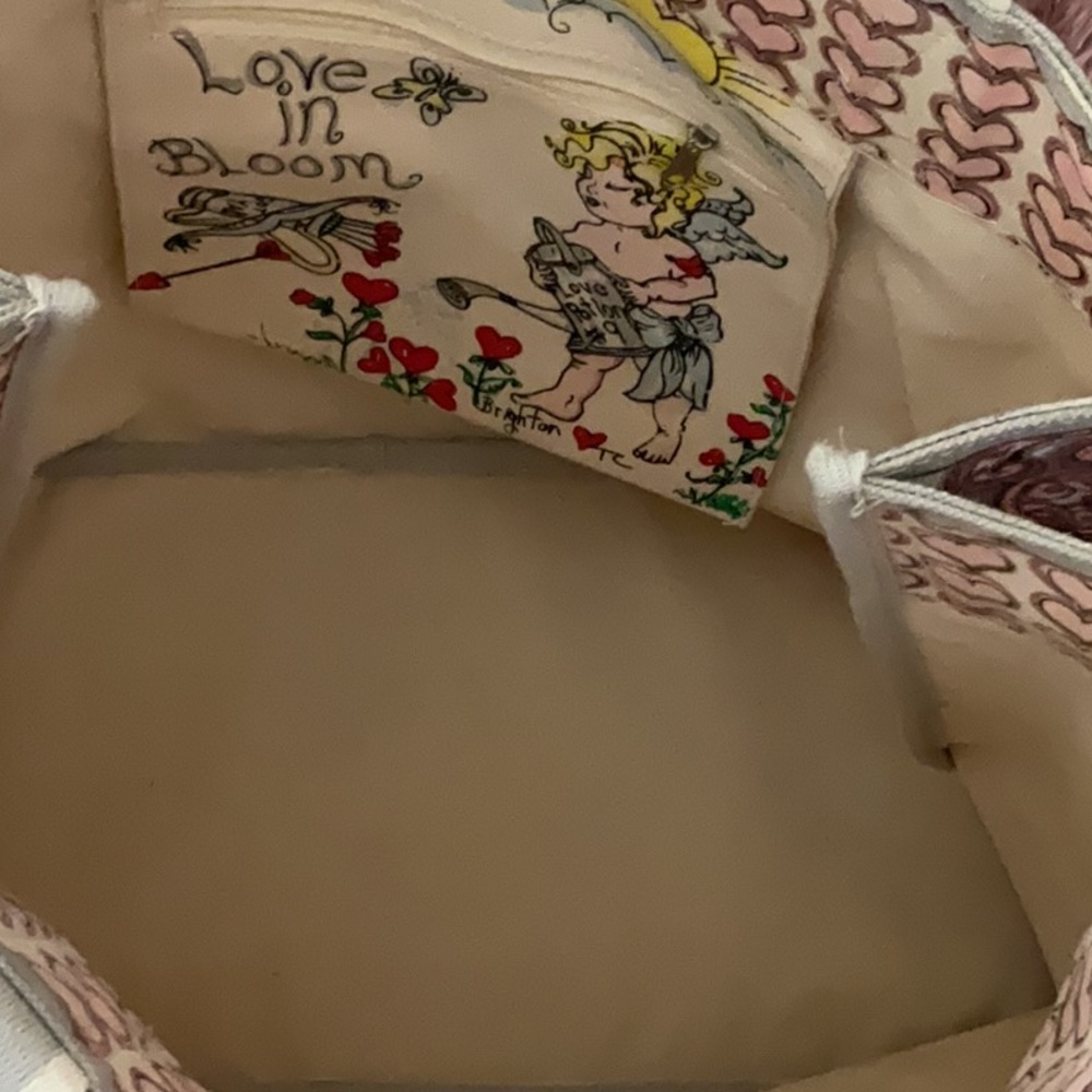 Brighton Cream Tote with Pink Heart Motif - Picture 7 of 7